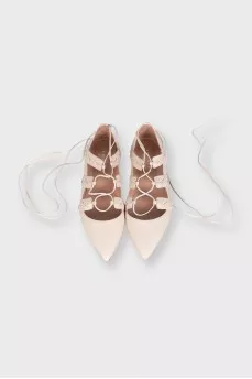 Leather lace-up shoes with tag
