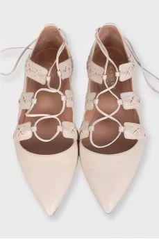 Leather lace-up shoes with tag
