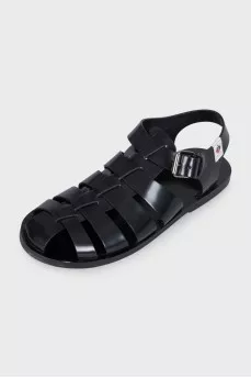 Leather sandals with adjustable buckle