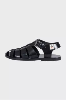 Leather sandals with adjustable buckle