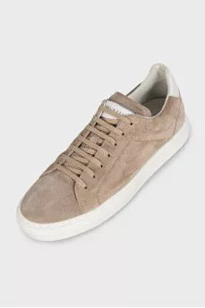 Men's suede sneakers with white soles