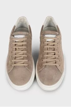 Men's suede sneakers with white soles