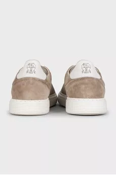 Men's suede sneakers with white soles