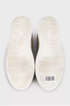 Men's suede sneakers with white soles