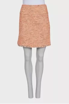 Straight skirt with fringe trim