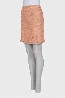 Straight skirt with fringe trim