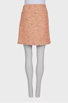Straight skirt with fringe trim