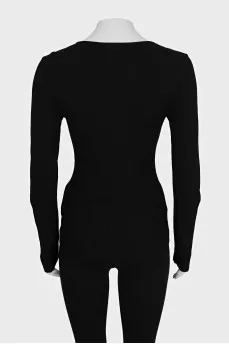 Fitted long sleeve top with a V-neck