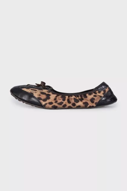 Animal print lace-up ballet flats