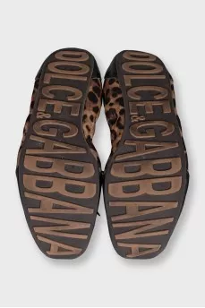 Animal print lace-up ballet flats