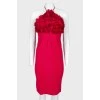 Knitted tie dress with ruffles