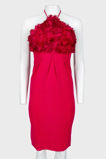 Knitted tie dress with ruffles