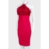 Knitted tie dress with ruffles