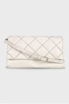 Leather crossbody bag with silver trim