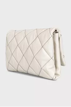 Leather crossbody bag with silver trim