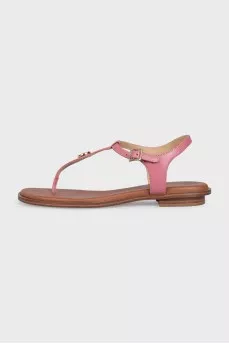 Pink leather logo sandals