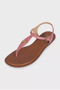 Pink leather logo sandals