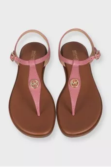 Pink leather logo sandals