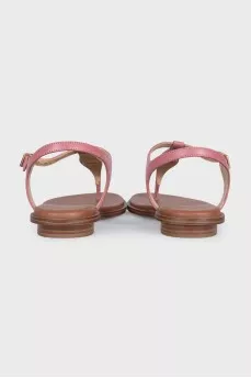 Pink leather logo sandals