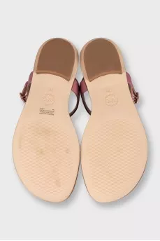 Pink leather logo sandals