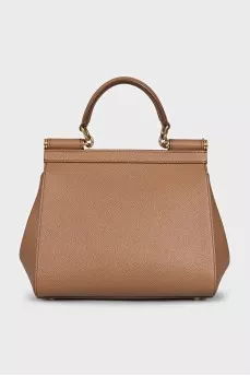 Brown satchel with gold hardware