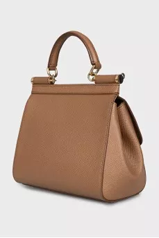 Brown satchel with gold hardware