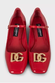 Patent leather shoes with a strap