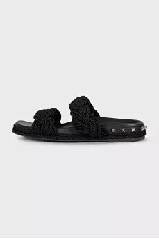 Черные шлепанцы Rockstud