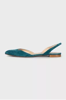 Green suede slingbacks