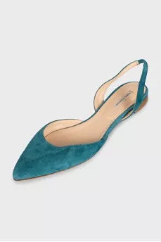 Green suede slingbacks