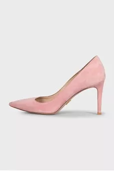 Pink suede pumps