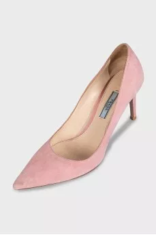 Pink suede pumps