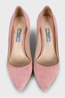 Pink suede pumps