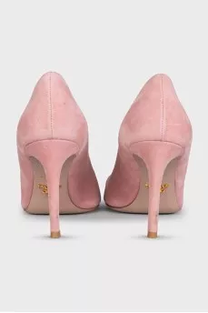 Pink suede pumps