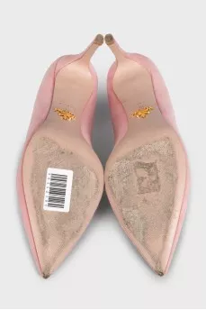 Pink suede pumps