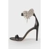 Black decorative heart sandals
