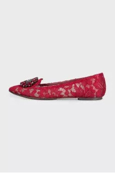 Red ballet flats with 3D decor