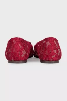 Red ballet flats with 3D decor