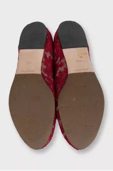 Red ballet flats with 3D decor