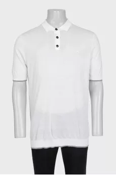 Men's white cotton polo shirt