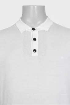 Men's white cotton polo shirt