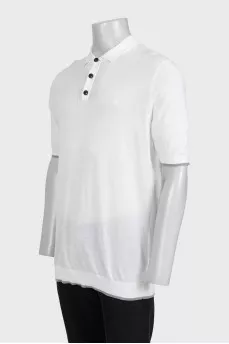 Men's white cotton polo shirt