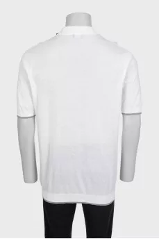 Men's white cotton polo shirt