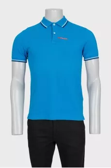 Men's blue polo shirt with brand logo