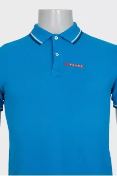 Men's blue polo shirt with brand logo