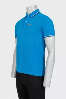 Men's blue polo shirt with brand logo