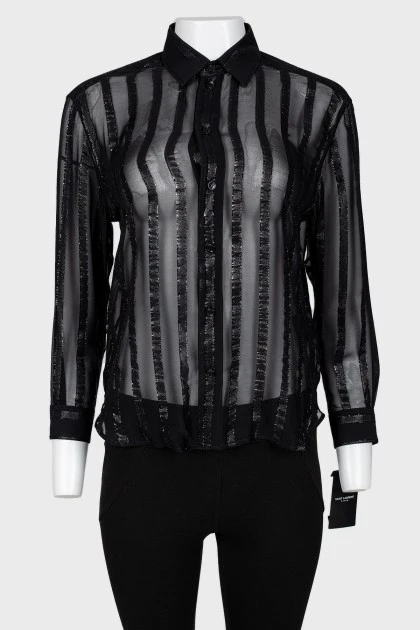Transparent shiny stripes blouse
