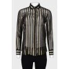 Transferred striped blouse with tag