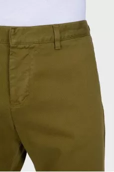 Men's green straight-leg denim shorts