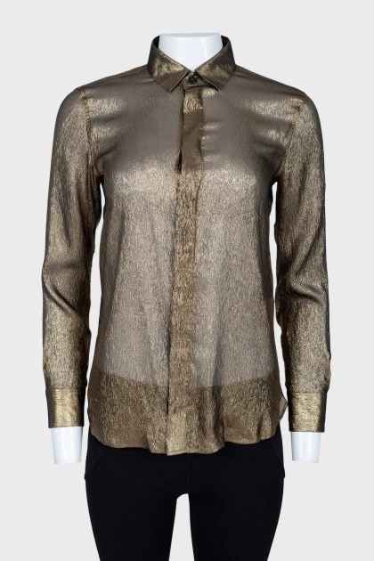 Semi-transparent golden blouse with tag